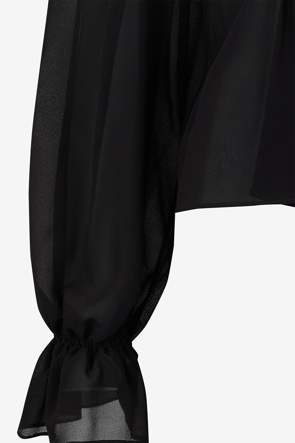 CHLOE Gathered silk georgette and lace blouse Women BLACK 3