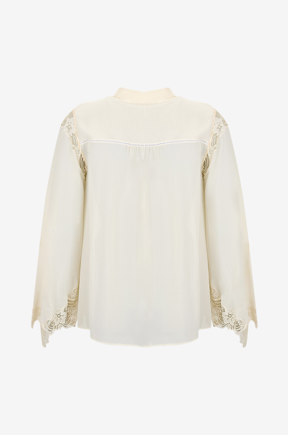 CHLOE Flared-sleeve fluid silk georgette and lace blouse Women WHITE 3