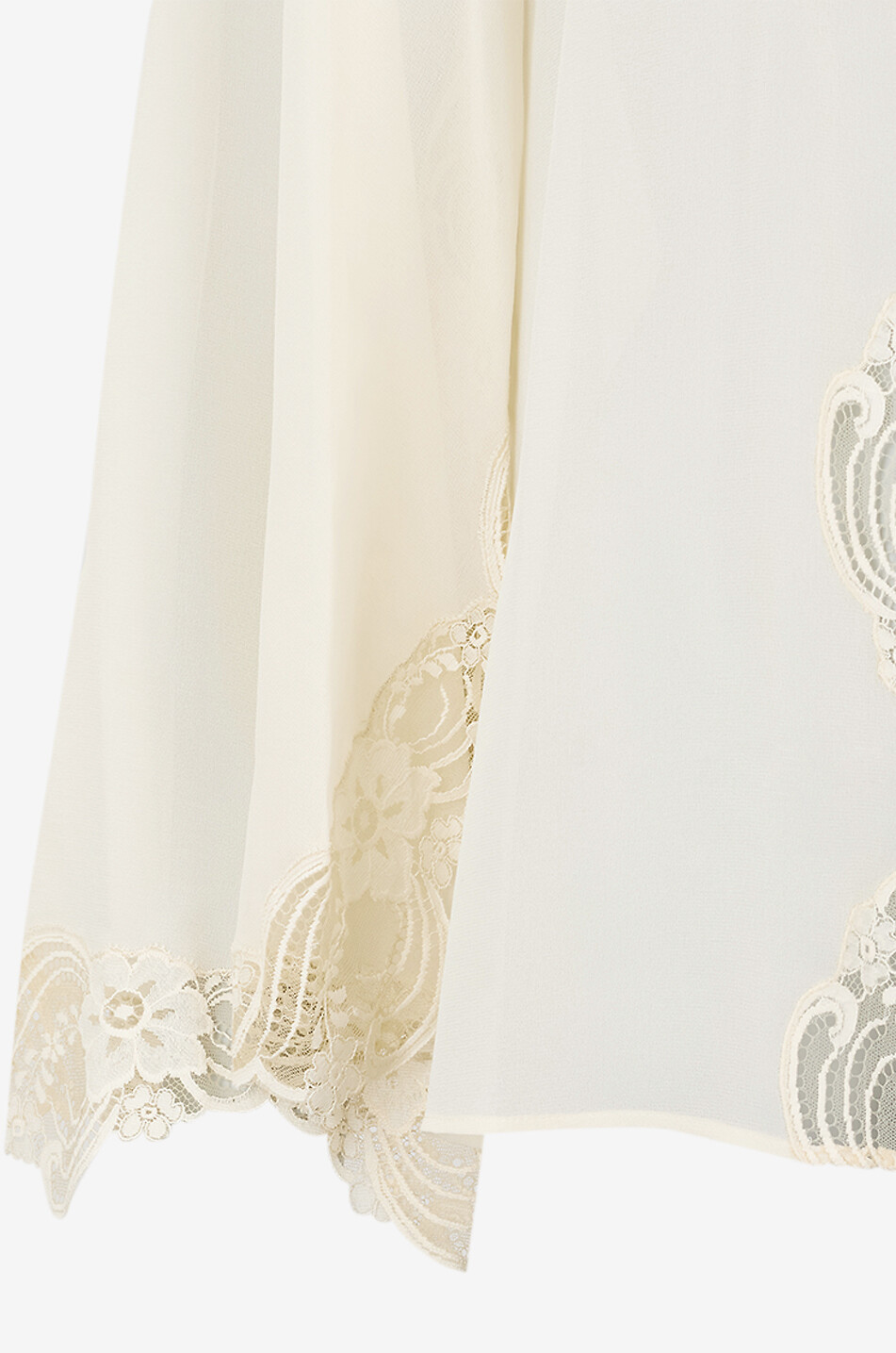 CHLOE Flared-sleeve fluid silk georgette and lace blouse Women WHITE 2