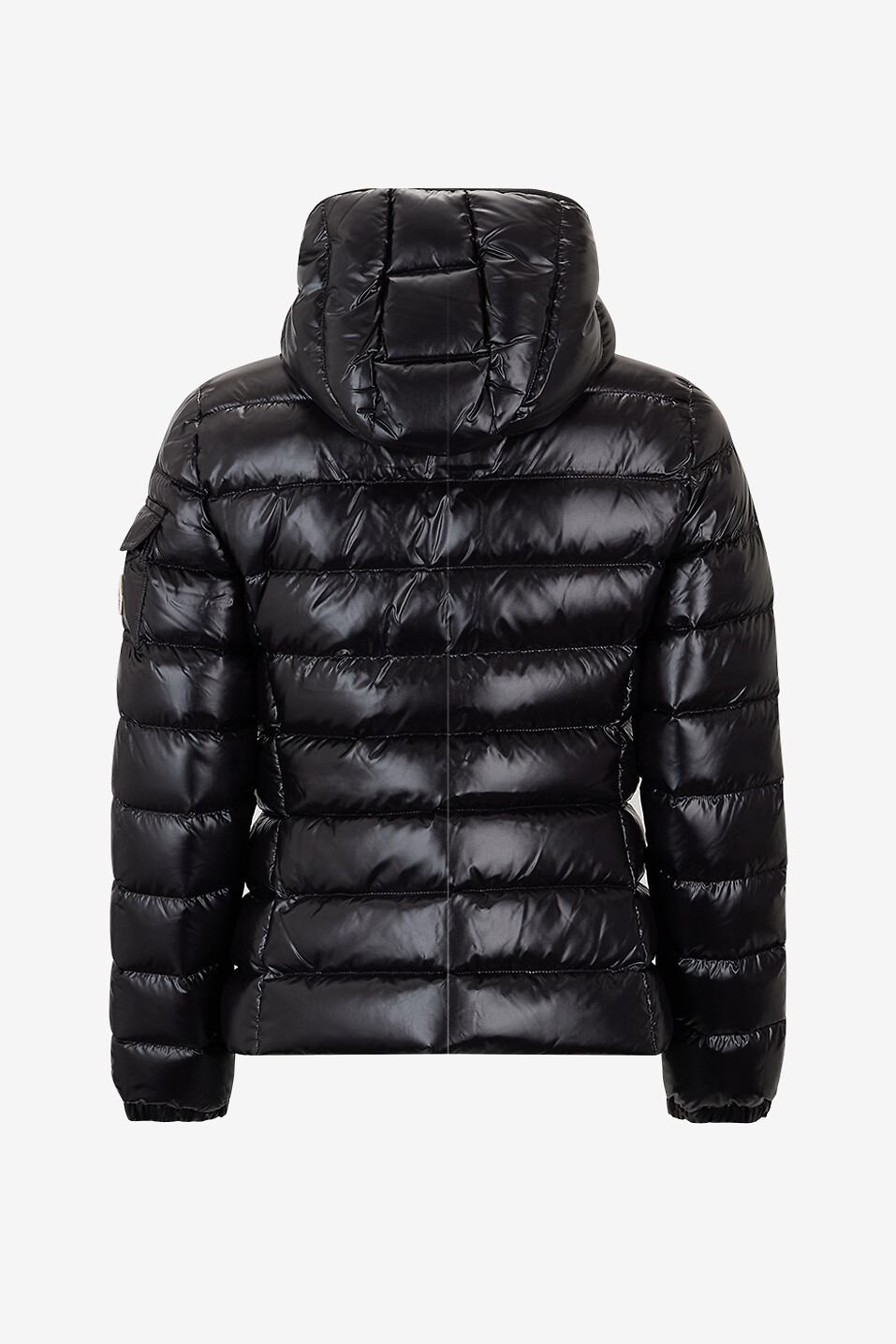 MONCLER Kurze taillierte Daunenjacke aus Lack-Nylon Bady Damen SCHWARZ 2