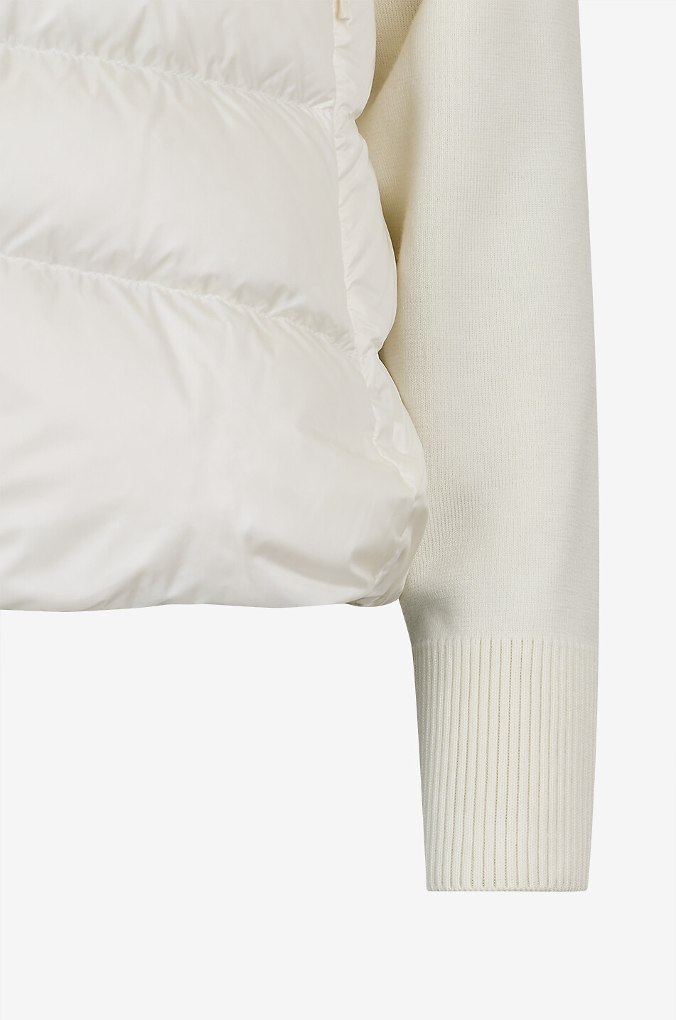 MONCLER Ray quilting nylon and merino wool boxy cardigan Women WHITE 3