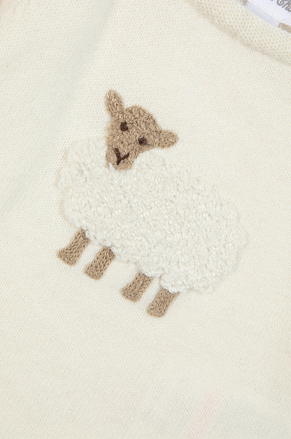 TARTINE ET CHOCOLAT Sheep embellished cotton and cashmere baby jumper Baby EGGSHELL 3
