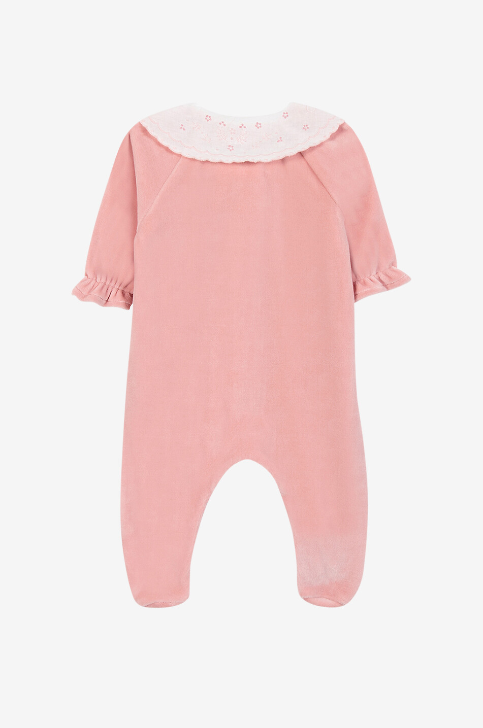 TARTINE ET CHOCOLAT Pyjama bébé en velours à col brodé fleurs Bébé ROSE 2