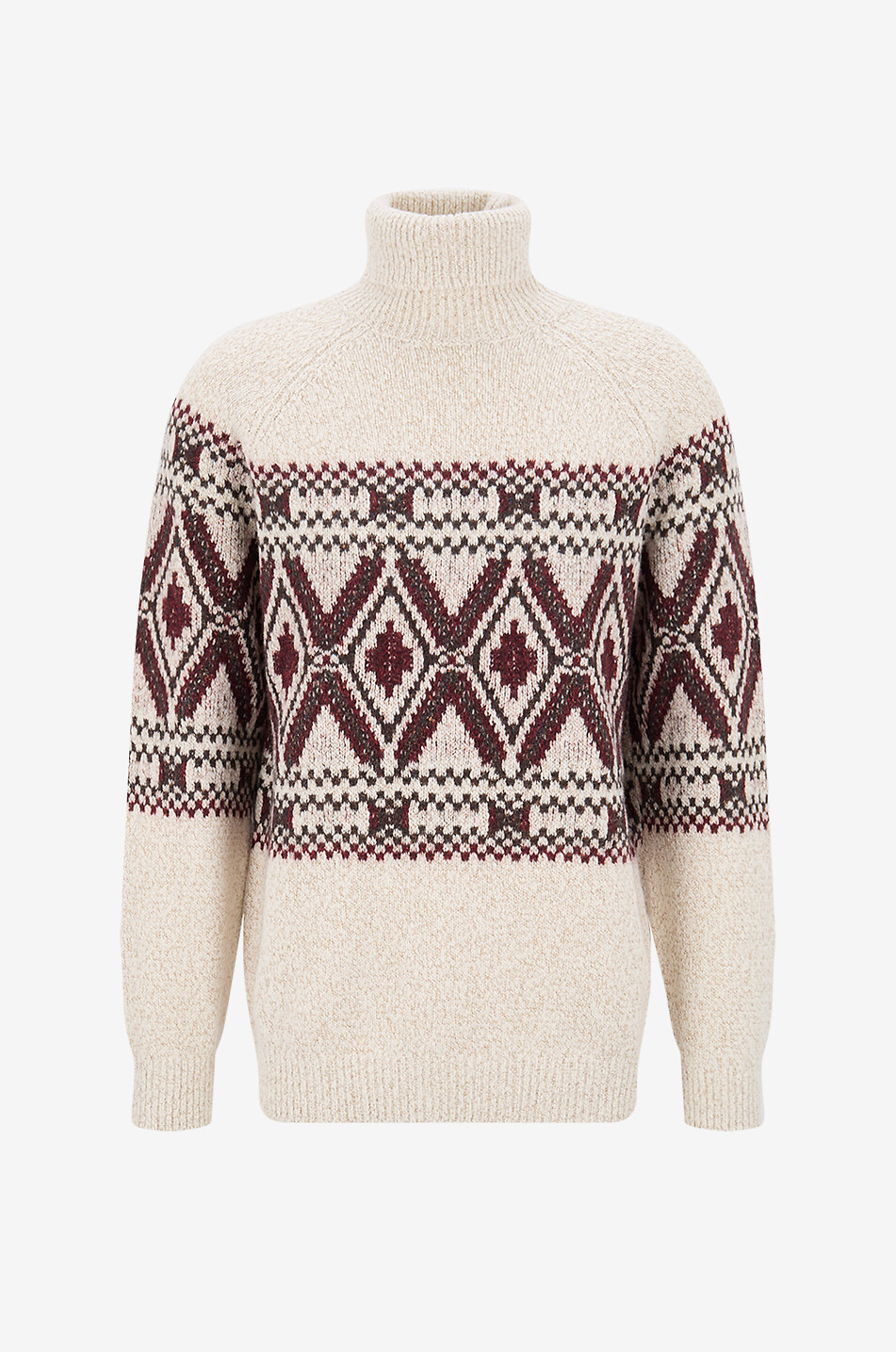 Cashmere blend geometric jacquard turtleneck jumper