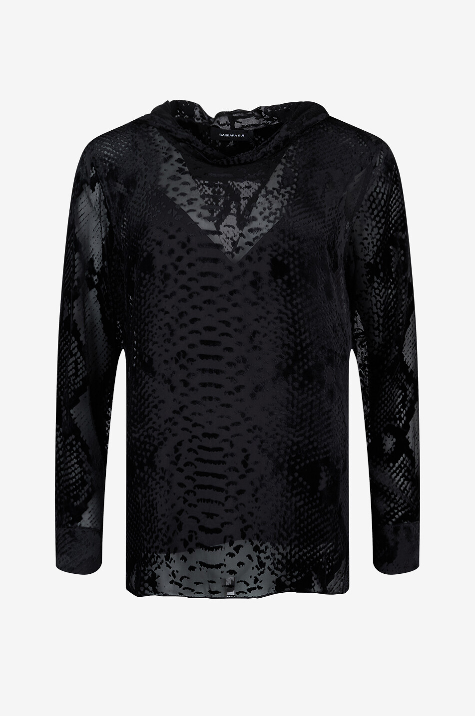 Top transparent en velours dévoré motif python