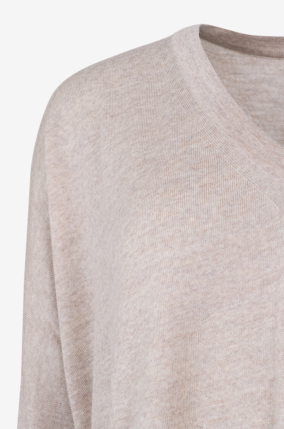 BONGÉNIE Pull fin ample à col V en laine vierge Tasmania Femme BEIGE 3