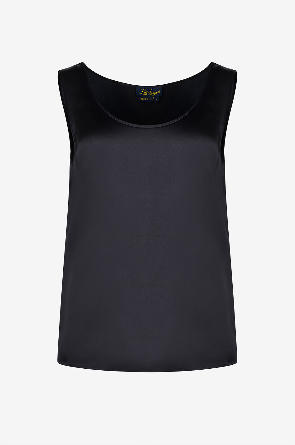 LUISA SPAGNOLI Top sans manches en satin de soie Logge Femme NOIR 1