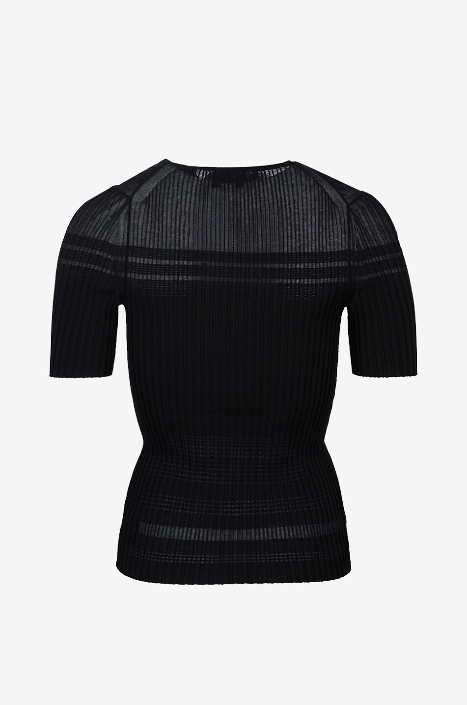 THEORY Top manches courtes en jersey transparent Sheer stripe Femme NOIR 2