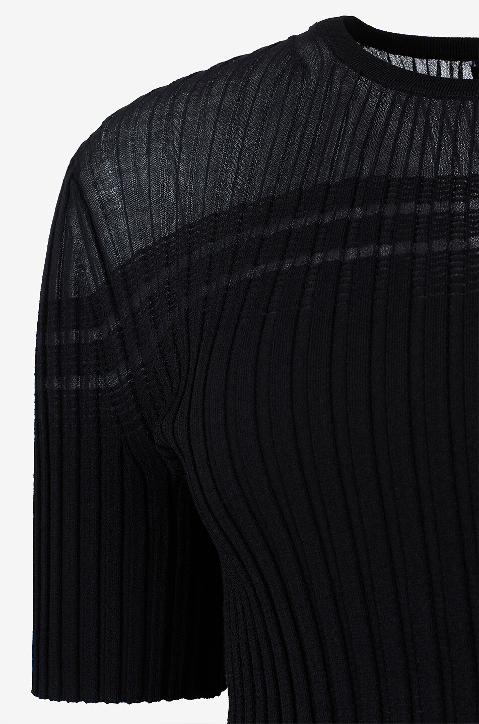 THEORY Top manches courtes en jersey transparent Sheer stripe Femme NOIR 3