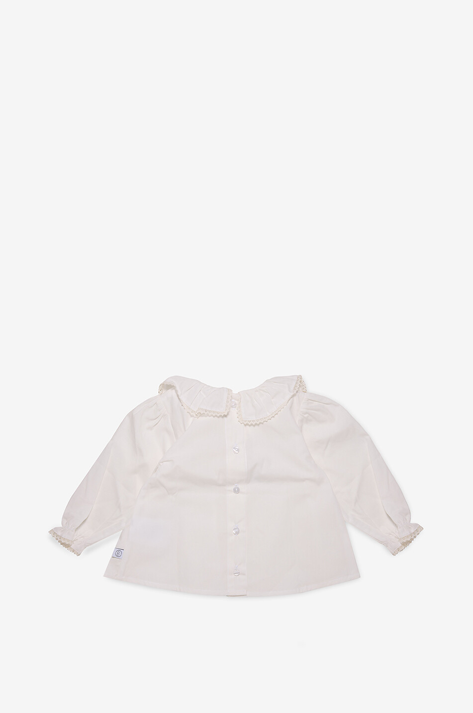 LES SONGES DE CELESTE Blouse bébé col froufrou en popeline Colombe Bébé BLANC CASSE 2