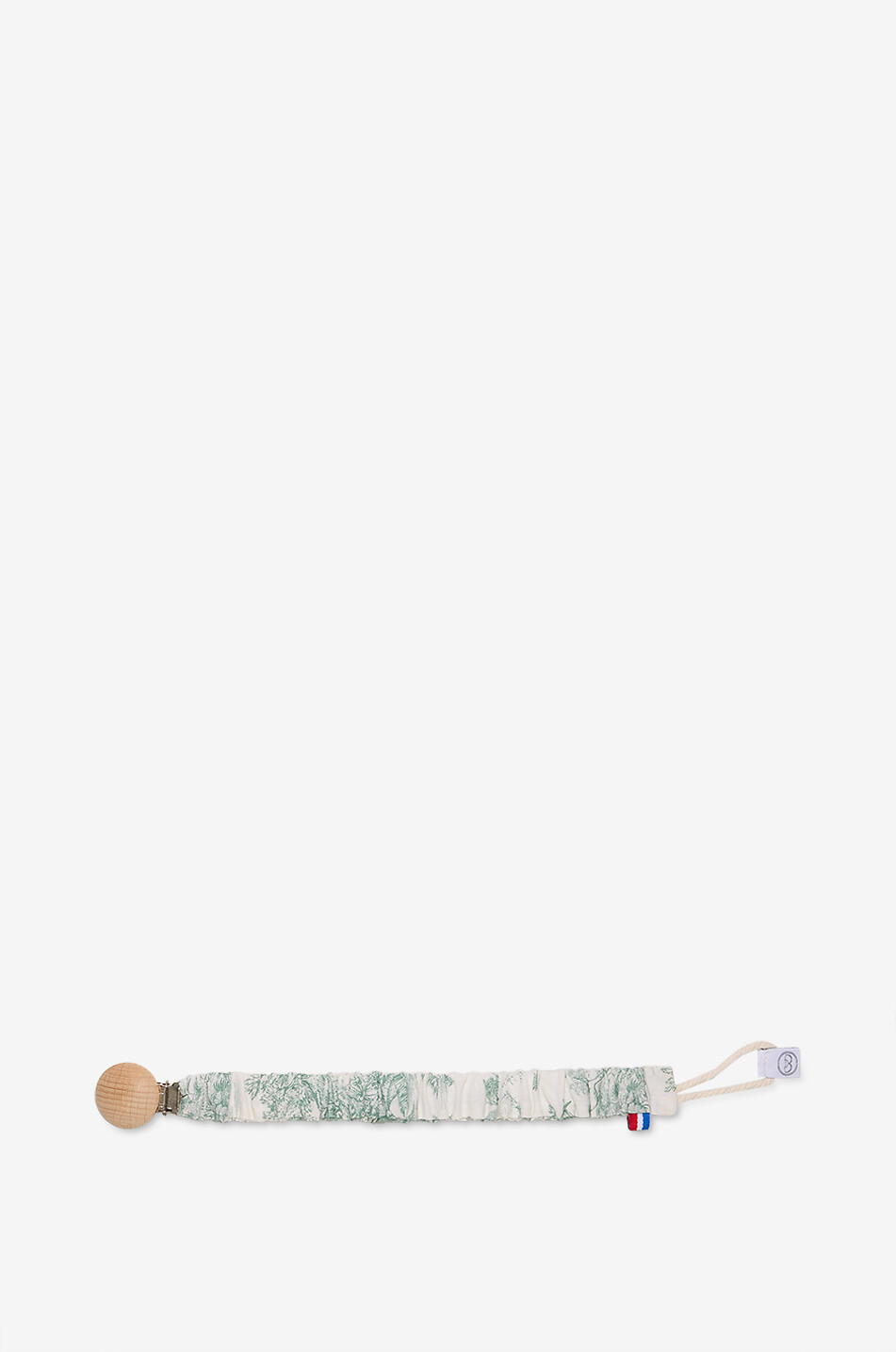 Attache tétine bébé en toile de Jouy