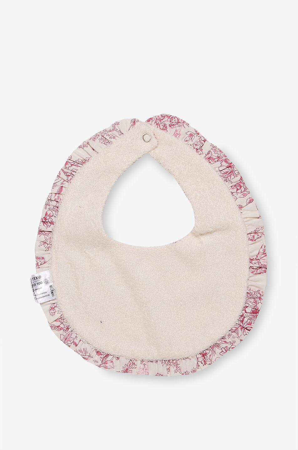 LES SONGES DE CELESTE Cotton baby bib with ruffled Toile de Jouy Baby PINK 2