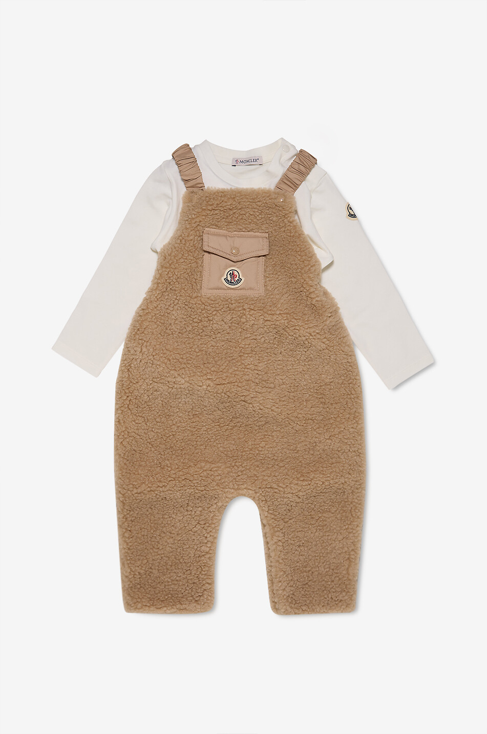 Baby-Set Teddy-Fleece-Latzhose und Langarm-T-Shirt