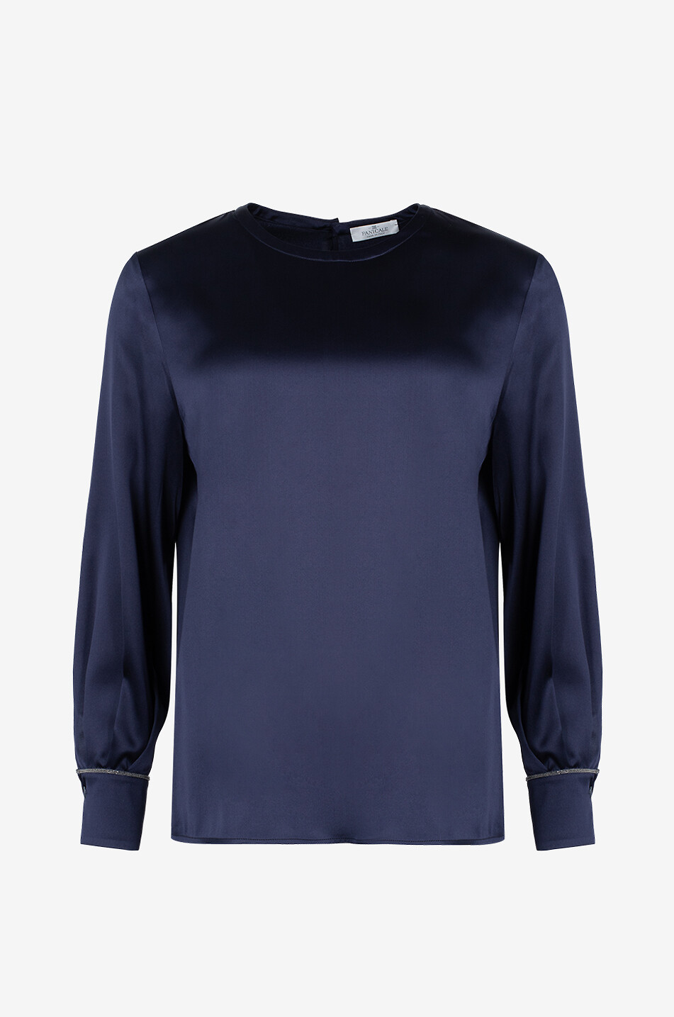 PANICALE Blouse manches longues en satin à manchettes Femme BLEU FONCE 1
