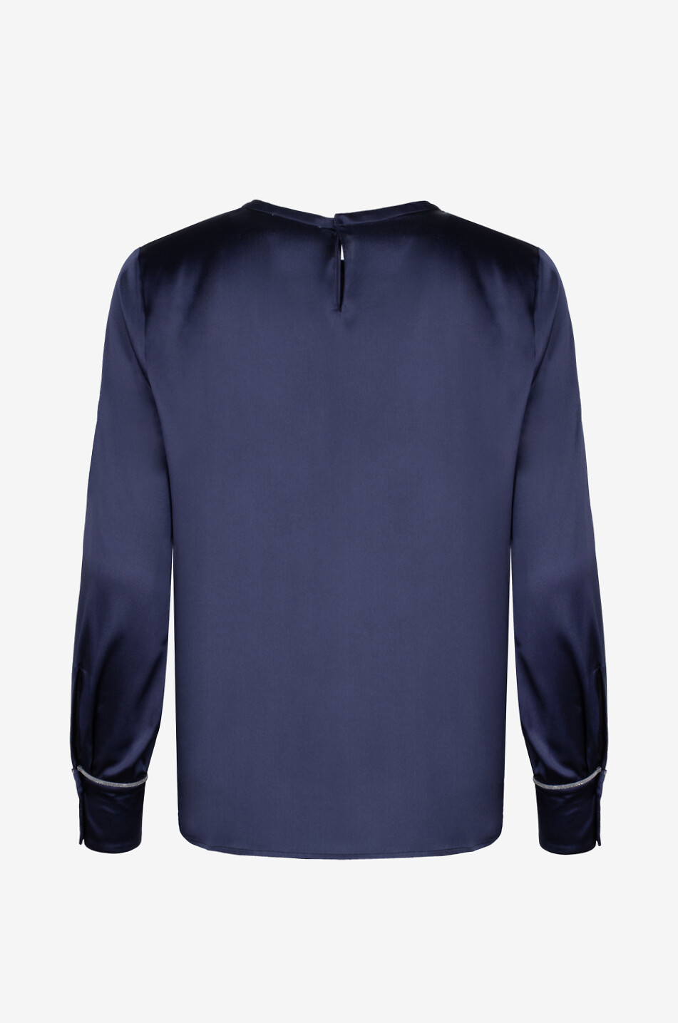 PANICALE Blouse manches longues en satin à manchettes Femme BLEU FONCE 2