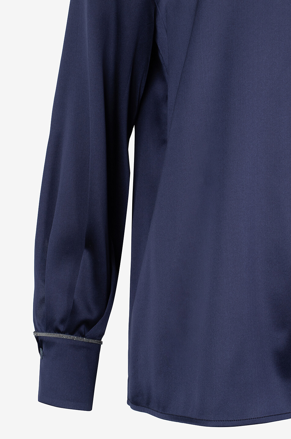 PANICALE Blouse manches longues en satin à manchettes Femme BLEU FONCE 3