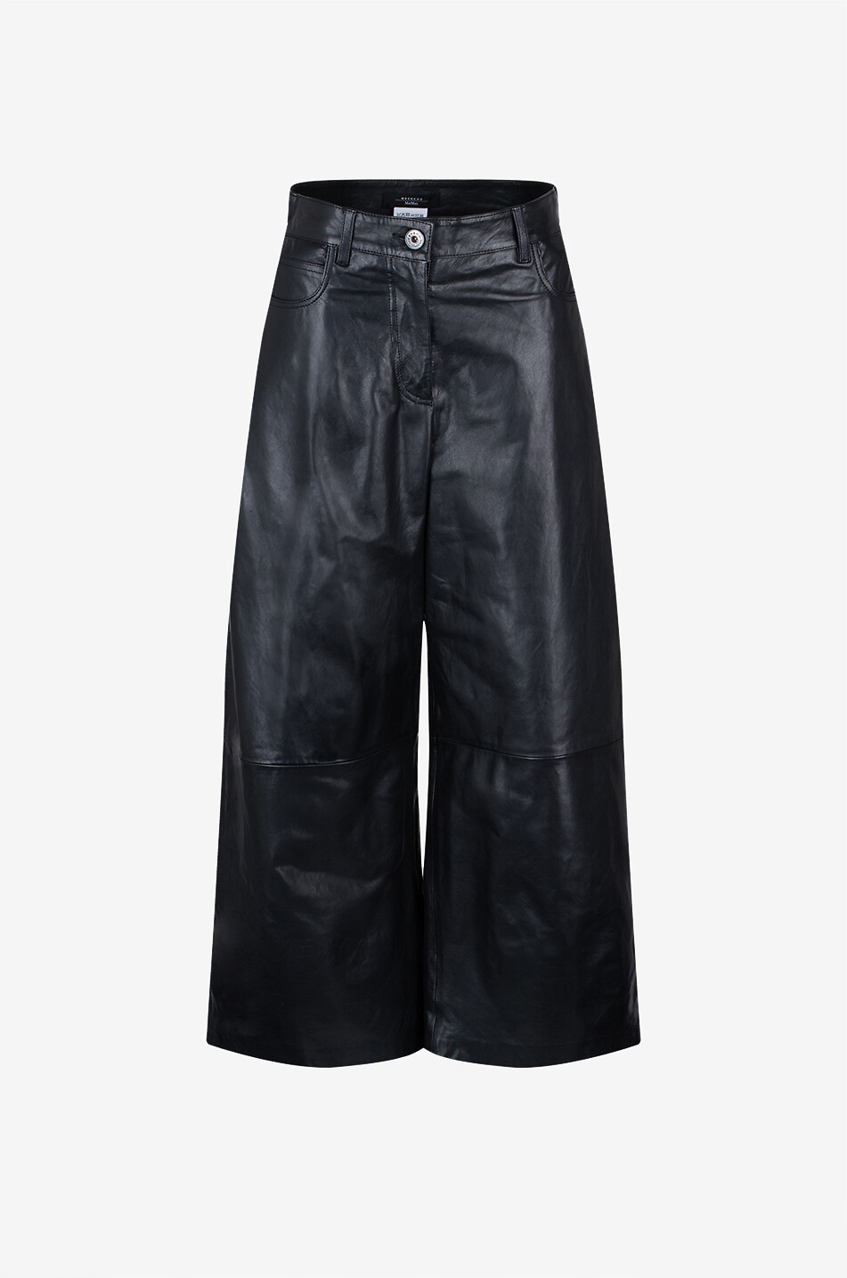 WEEKEND MAX MARA Pantalon large raccourci en cuir nappa Blanc Femme NOIR 1