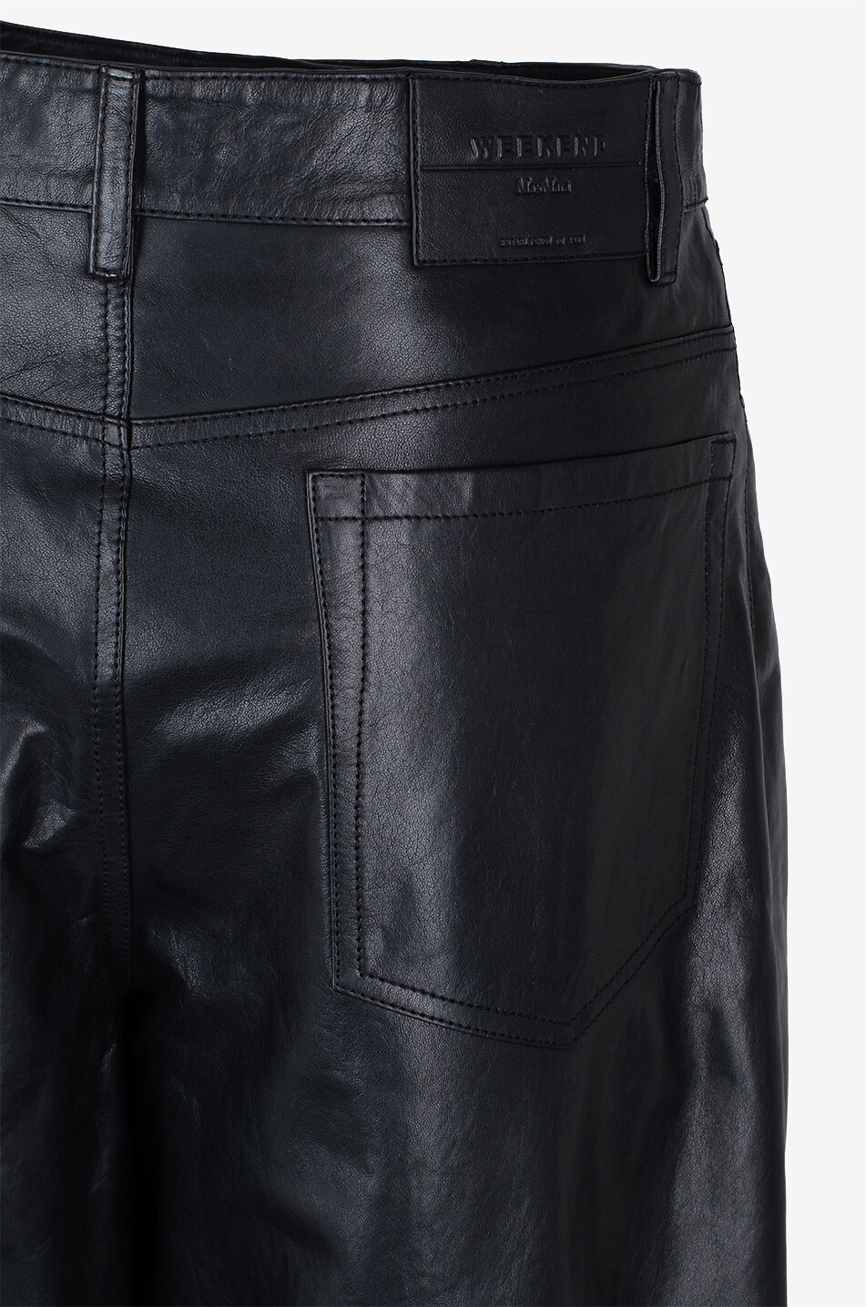 Pantalon large raccourci en cuir nappa Blanc