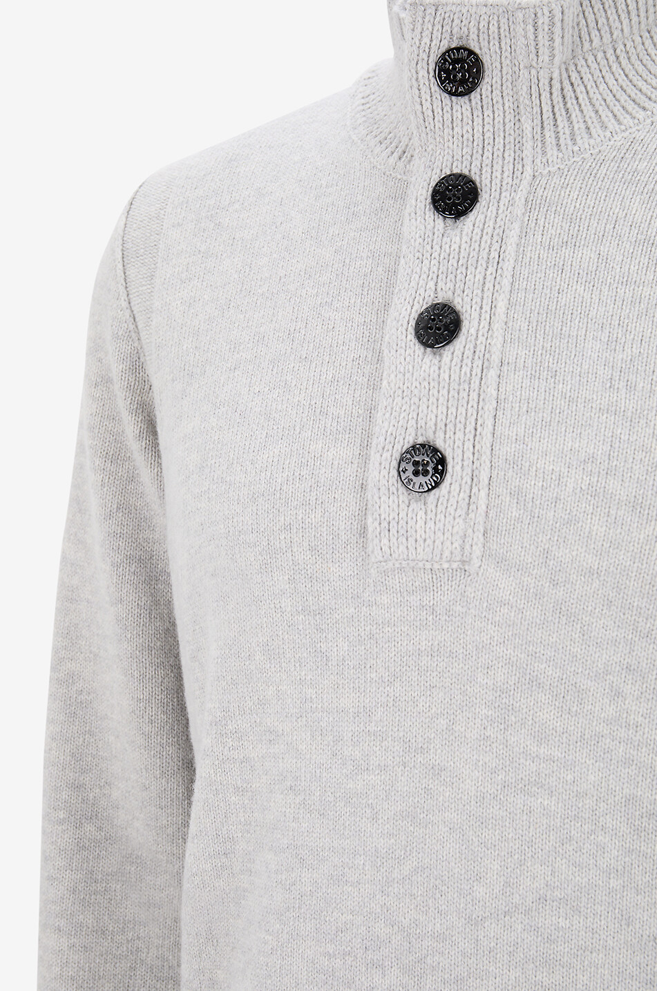 STONE ISLAND 5100040 Lambswool jumper with buttoned stand-up collar Men GREY 3