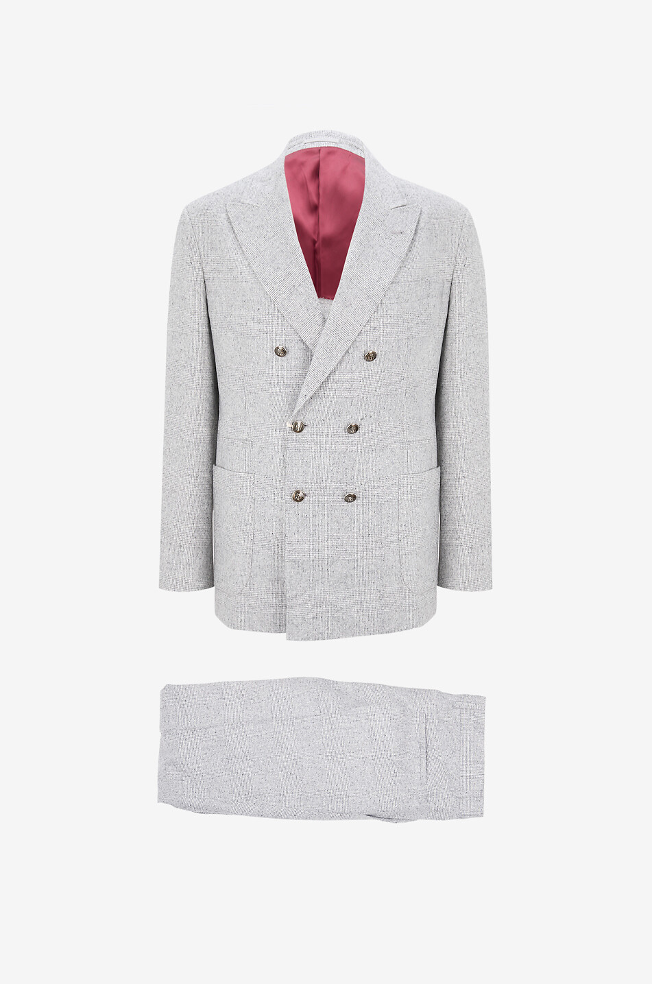 BRUNELLO CUCINELLI Zweireihiger Anzug aus Glencheck-Flanell Herren HELLGRAU 1