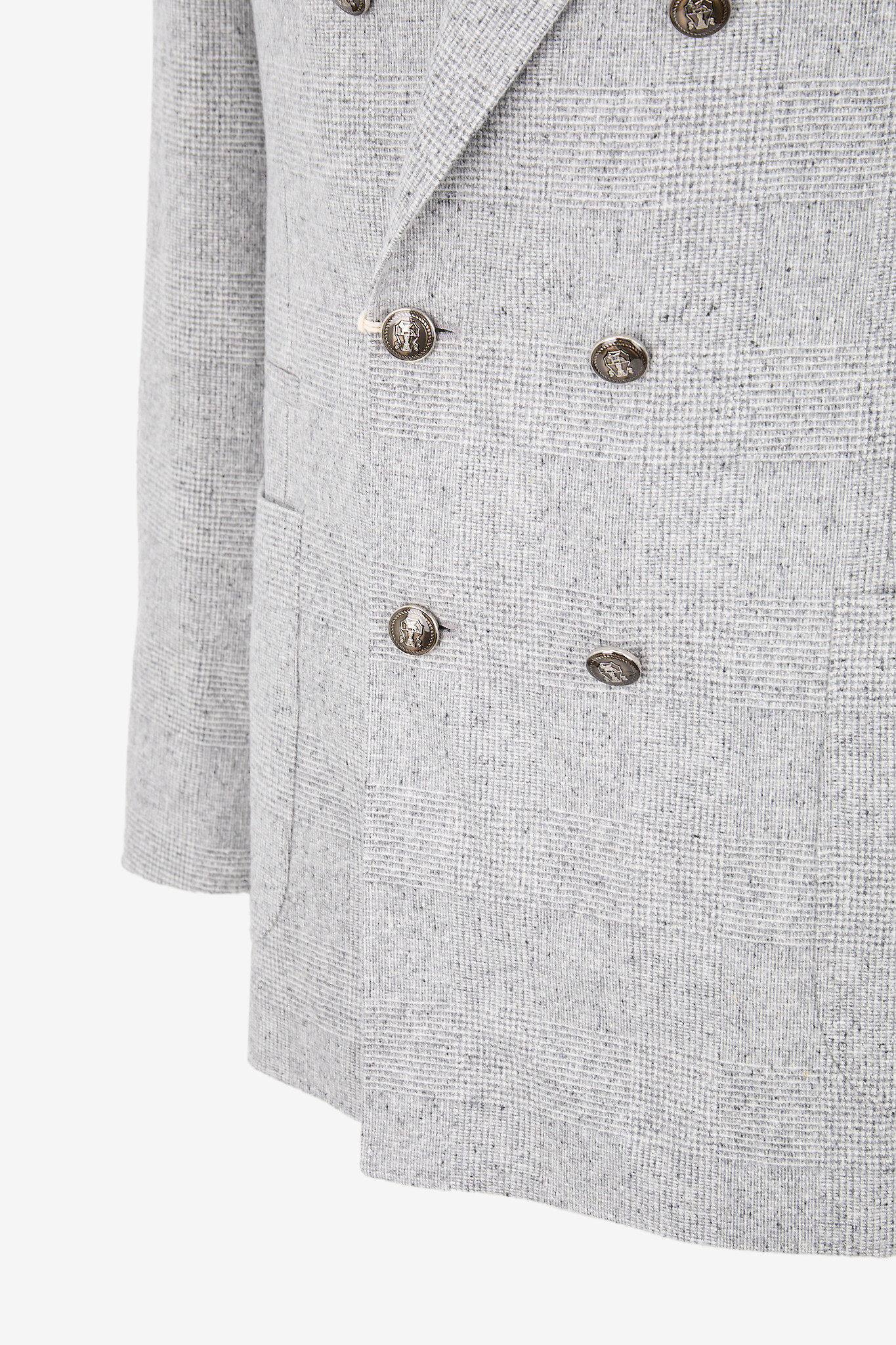 BRUNELLO CUCINELLI Zweireihiger Anzug aus Glencheck-Flanell Herren HELLGRAU 3