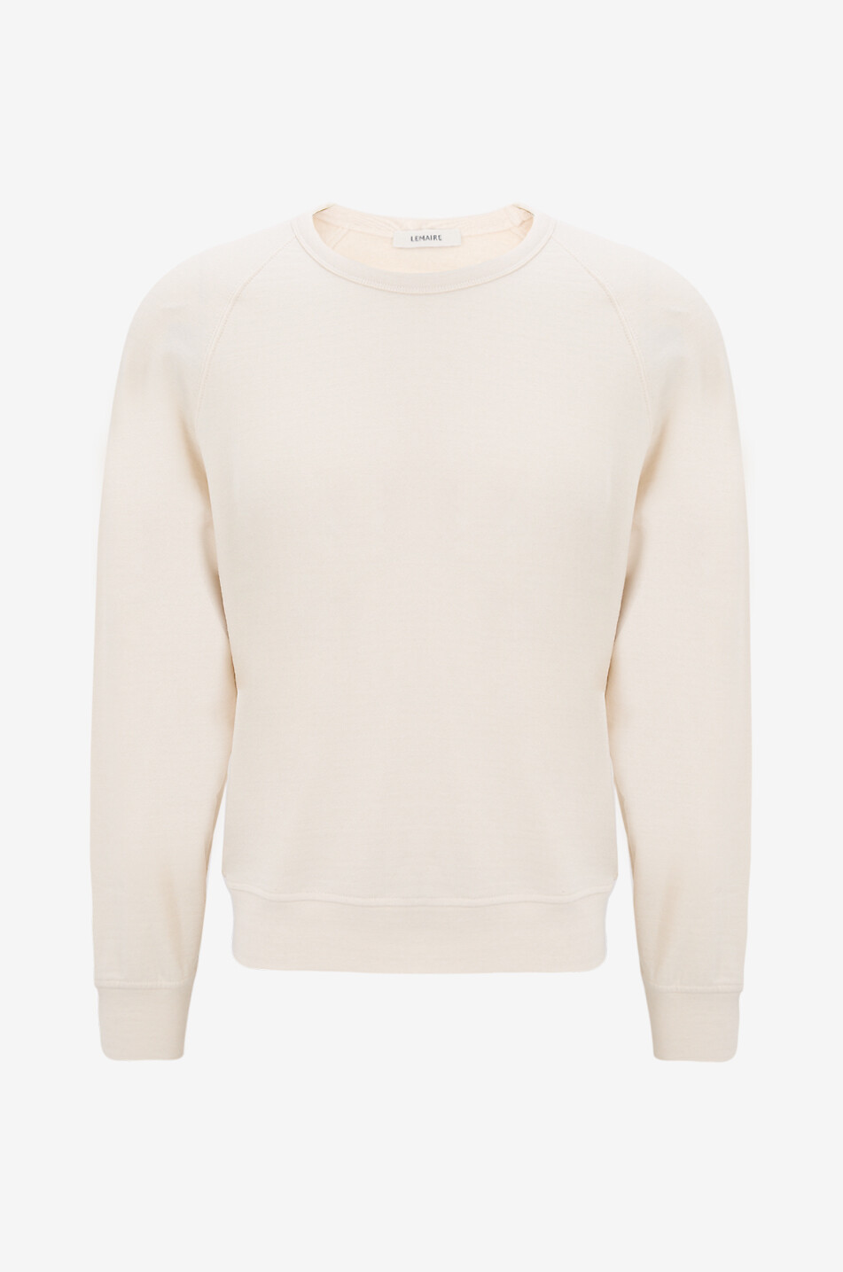 LEMAIRE Sweat-shirt à col rond en coton et laine Homme BLANC CASSE 1