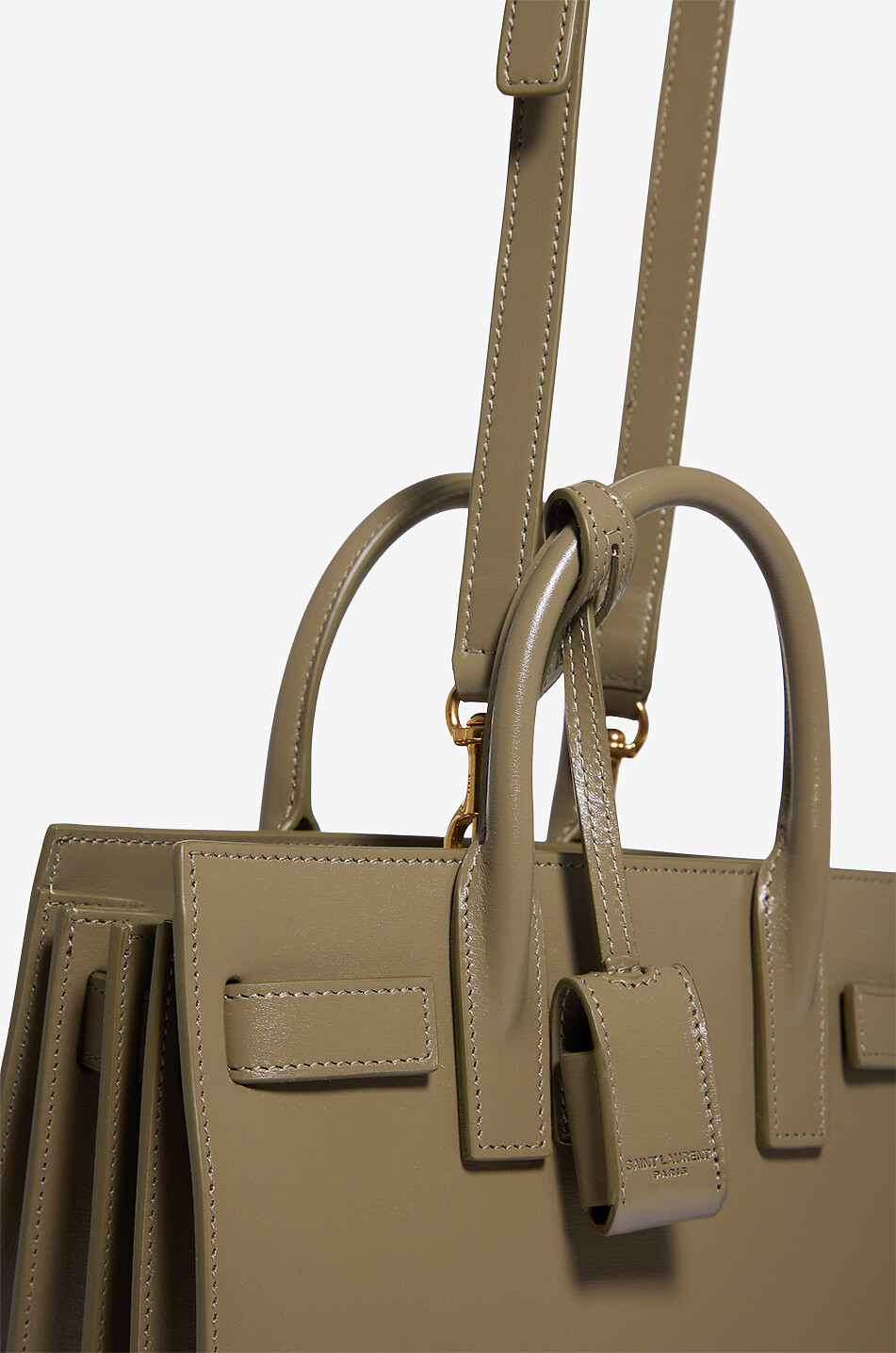 SAINT LAURENT PARIS Classic Sac De Jour Nano stiff leather handbag Women KHAKI 6