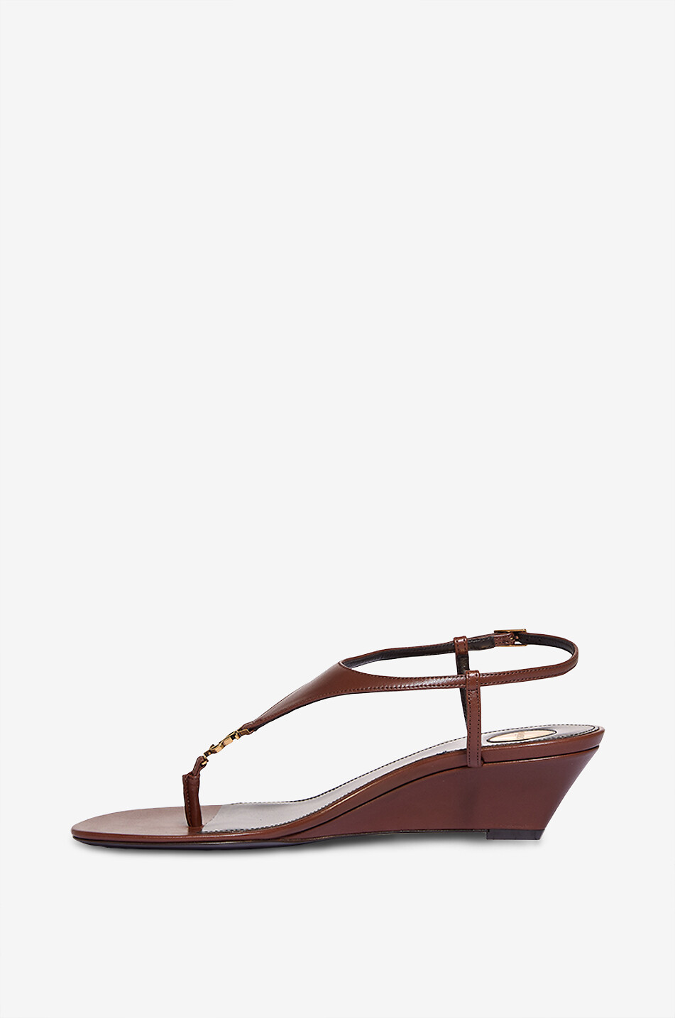 SAINT LAURENT PARIS Cassandra 40 nappa leather wedge sandals Women BROWN 3