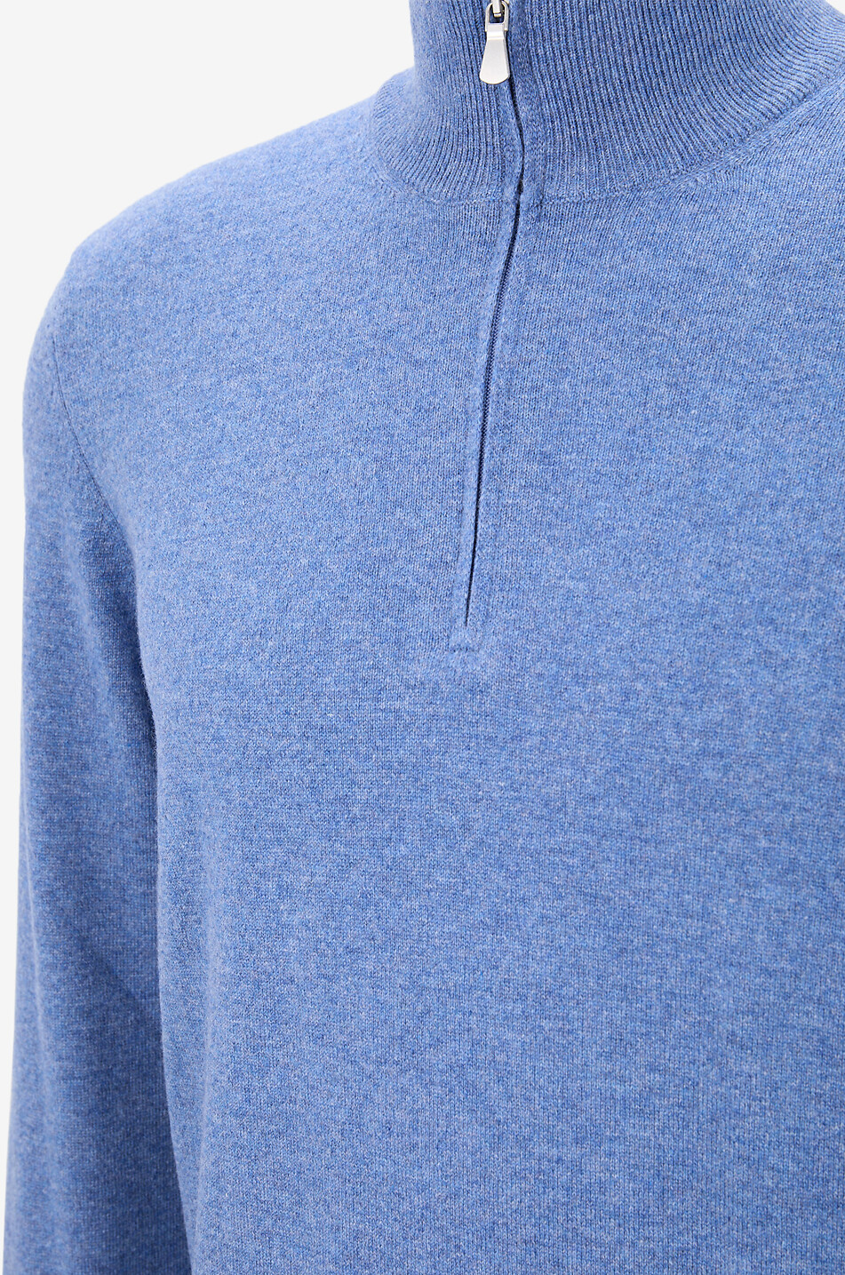 GRAN SASSO Pull fin col montant zippé en cachemire Homme BLEU MOYEN 3