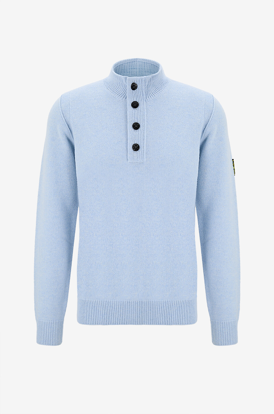 5100040 Lambswool jumper with buttoned stand-up collar
