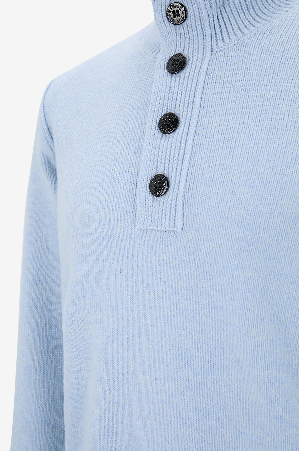 STONE ISLAND 5100040 Lambswool jumper with buttoned stand-up collar Men LIGHT BLUE 3