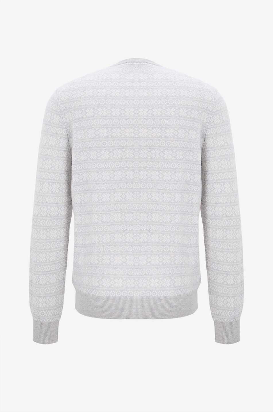 GRAN SASSO Jacquard-Pullover mit Rundhalsausschnitt aus Kaschmir Herren HELLGRAU 2