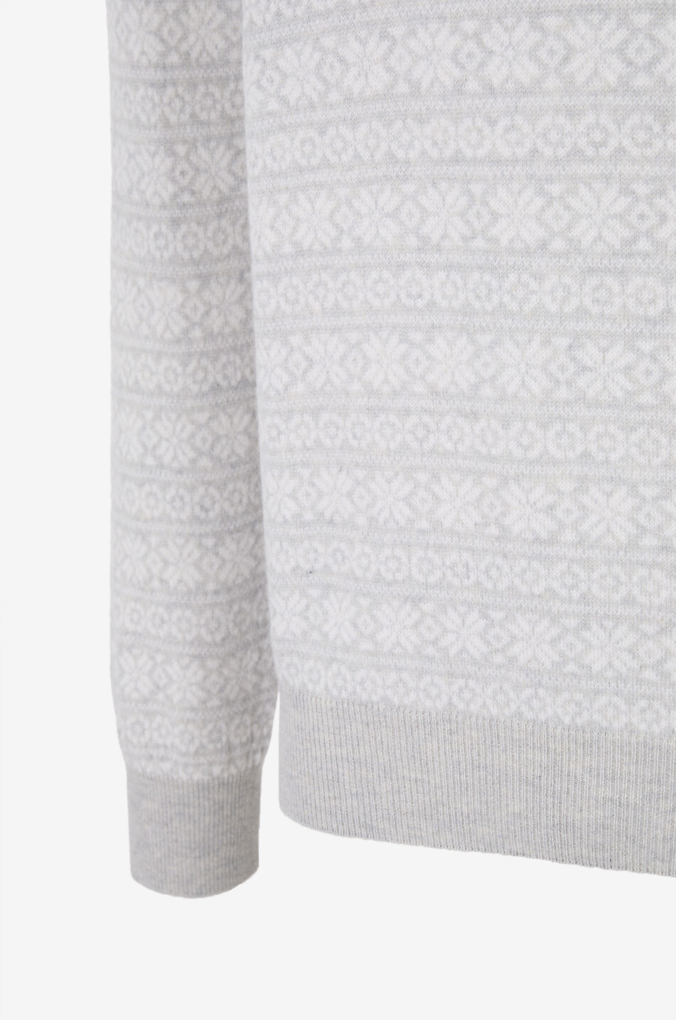 GRAN SASSO Jacquard-Pullover mit Rundhalsausschnitt aus Kaschmir Herren HELLGRAU 3