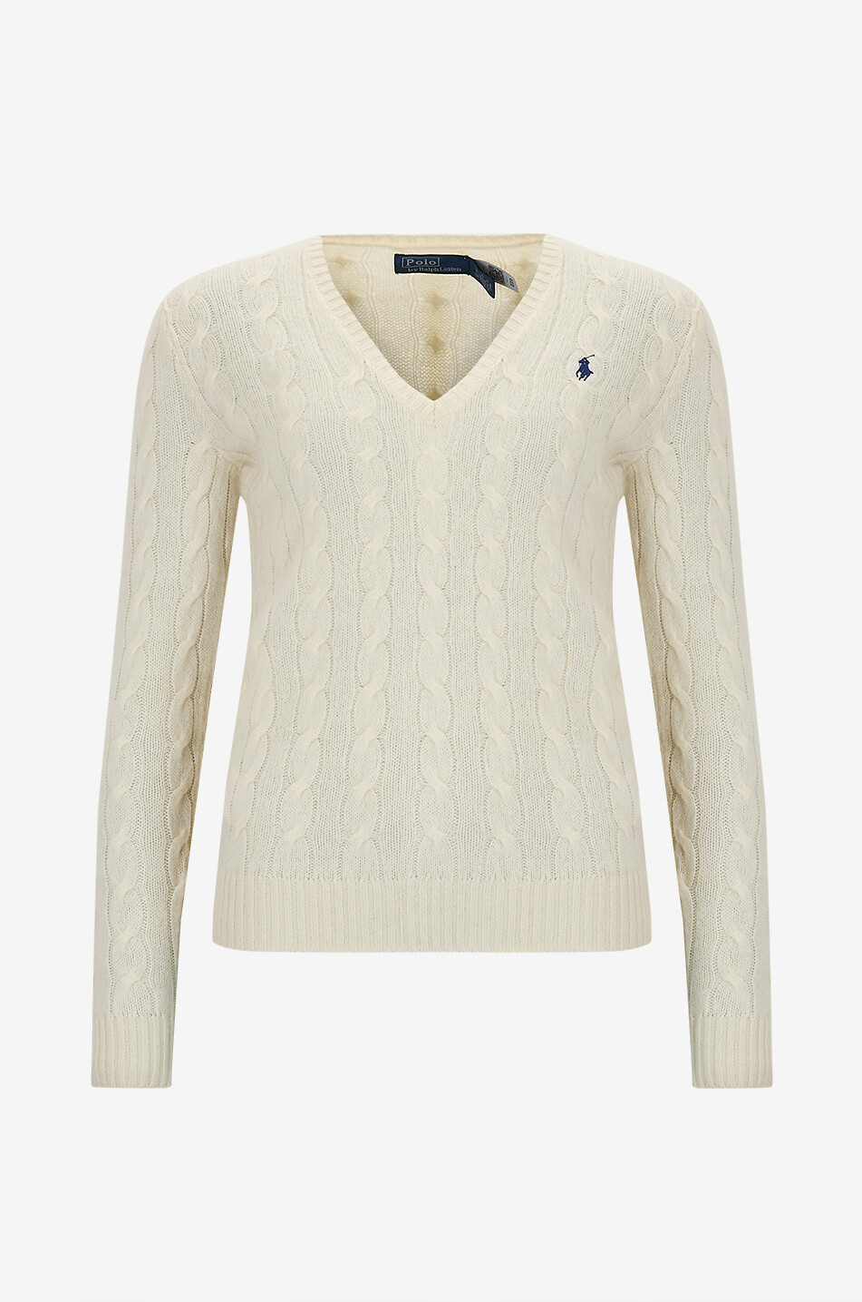 Pony wool and cashmere V-neck cable-knit jumper