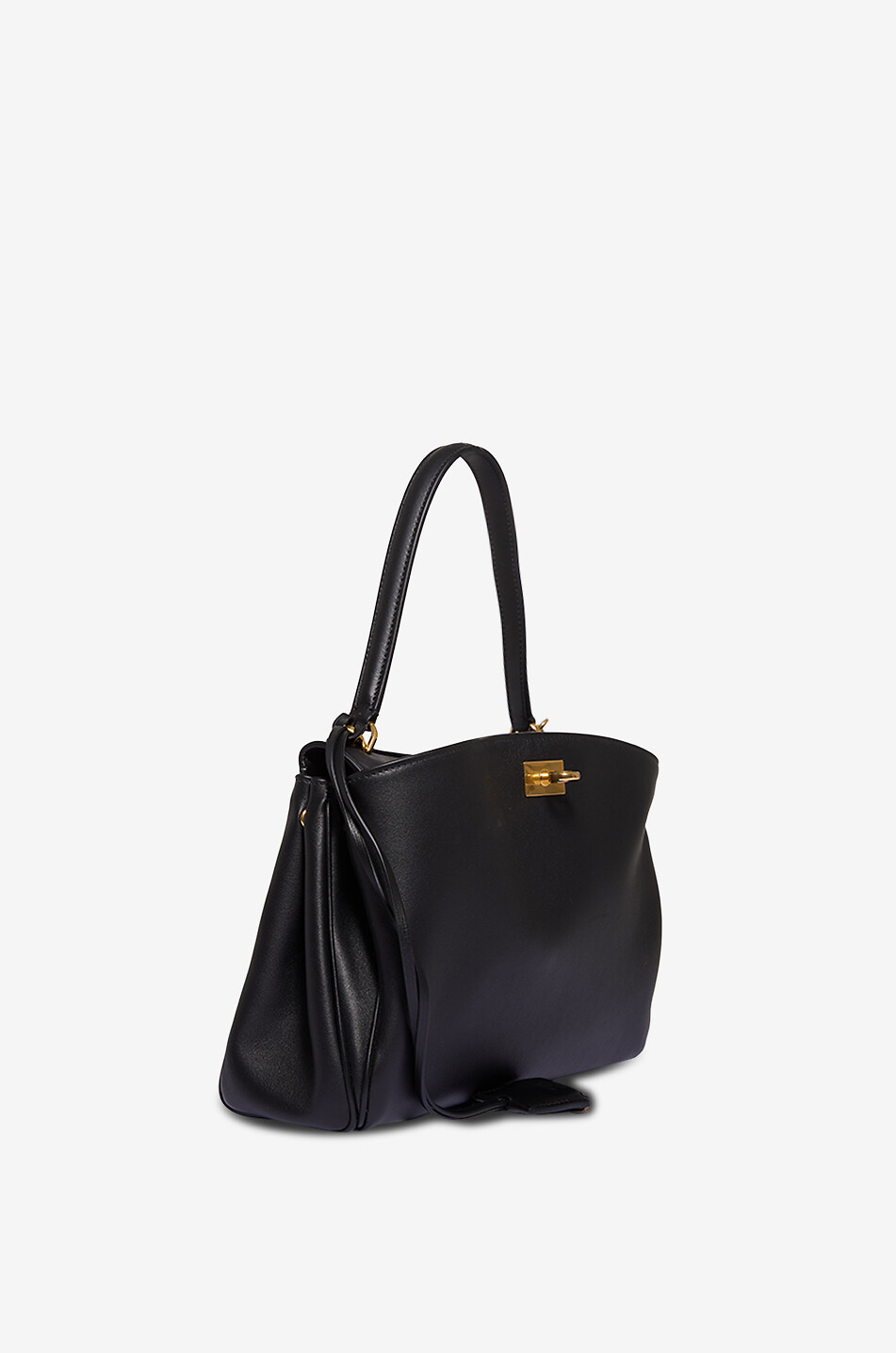 BALENCIAGA Sac à main en cuir lisse Rodeo Top Handle S Femme NOIR 2