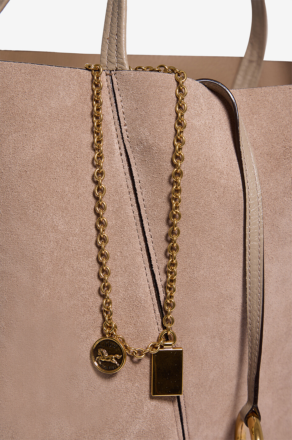 CHLOE Chloé Spin Large suede tote bag Women BEIGE 5