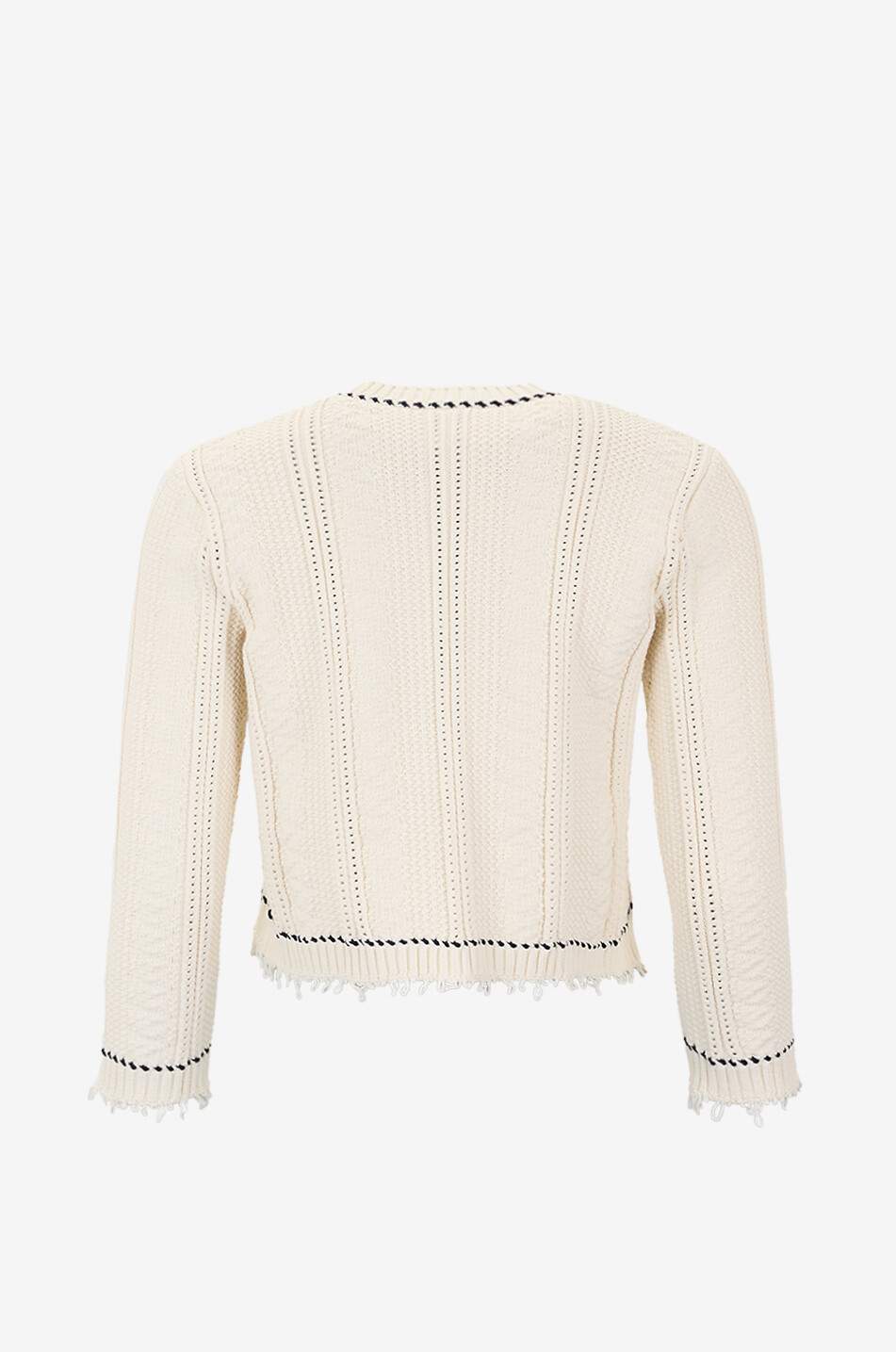 ALEXANDER McQUEEN Fringed cropped cable-knit cotton cardigan Women WHITE 2