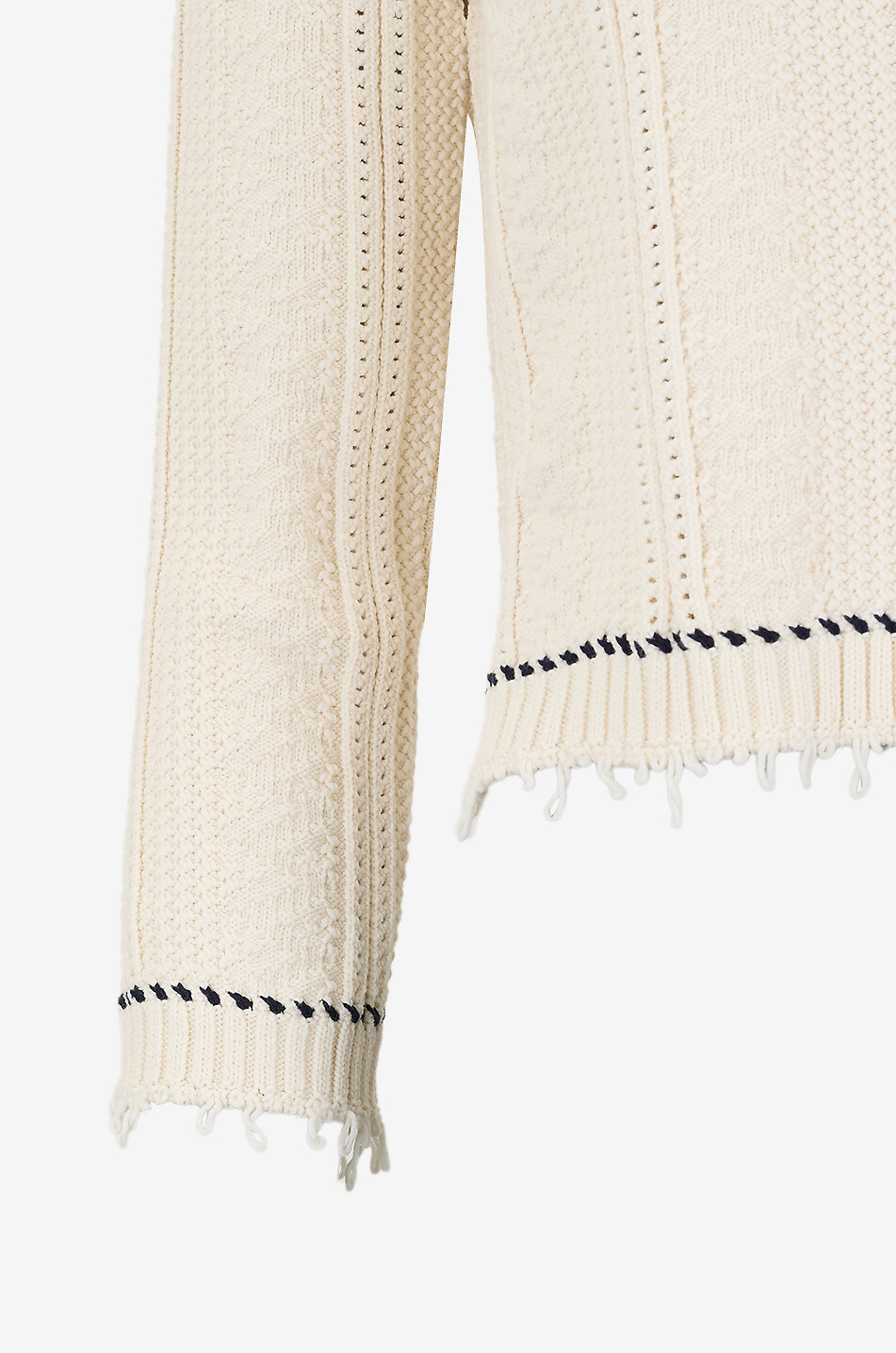 ALEXANDER McQUEEN Fringed cropped cable-knit cotton cardigan Women WHITE 3