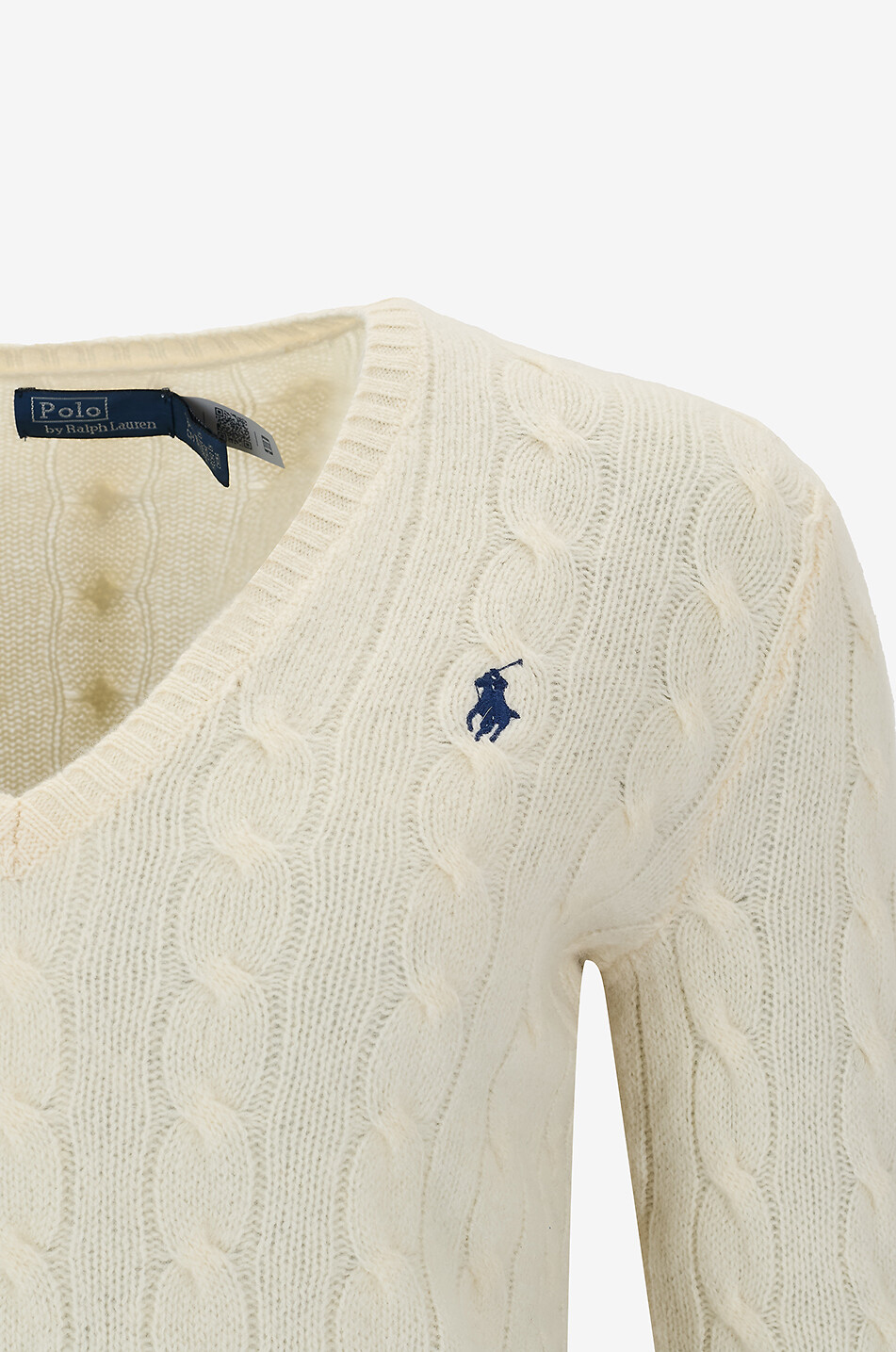 POLO RALPH LAUREN Pony wool and cashmere V-neck cable-knit jumper Women EGGSHELL 3