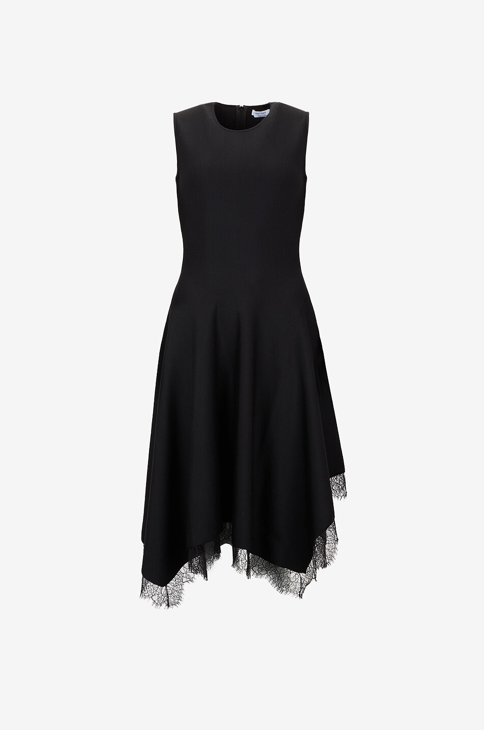 ALEXANDER McQUEEN Lace embellished sleeveless asymmetric knit dress Women BLACK 1