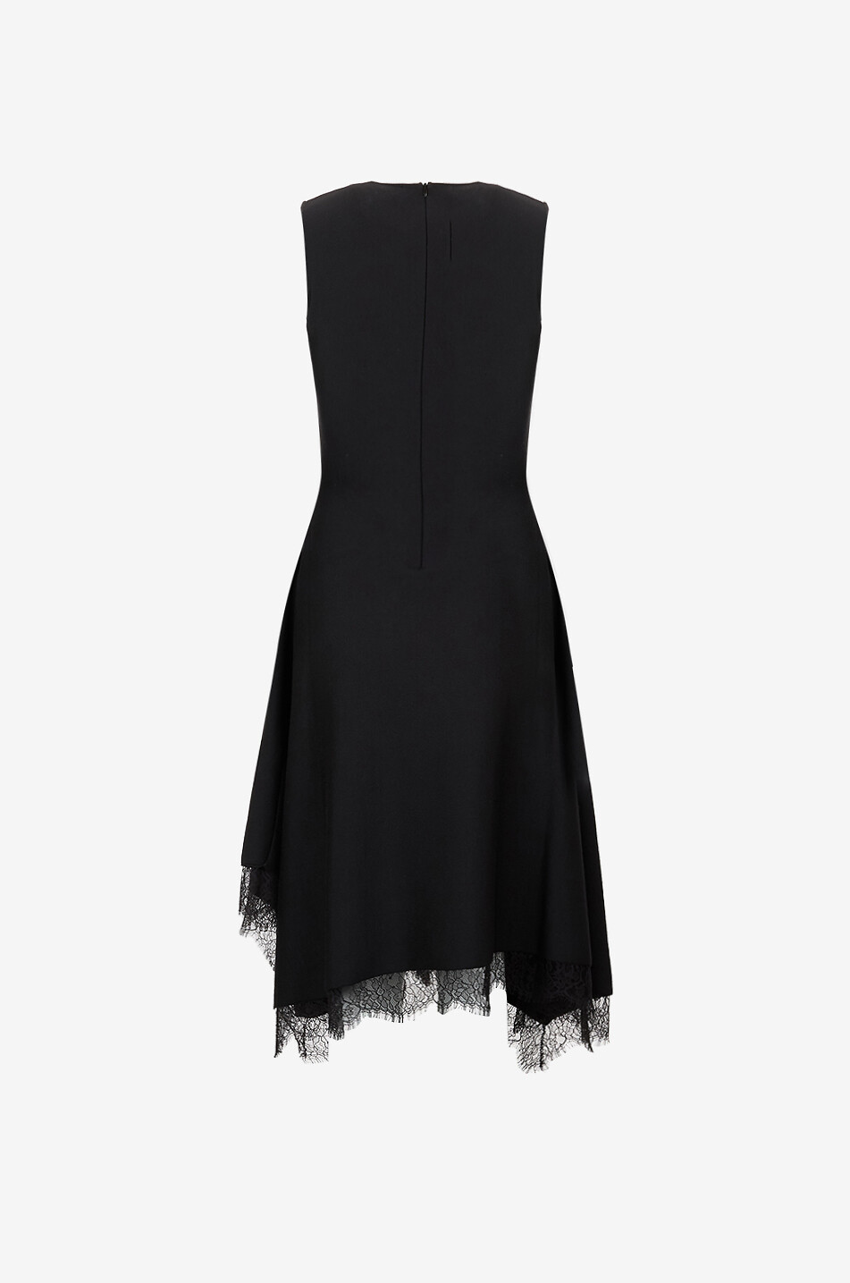 ALEXANDER McQUEEN Lace embellished sleeveless asymmetric knit dress Women BLACK 2