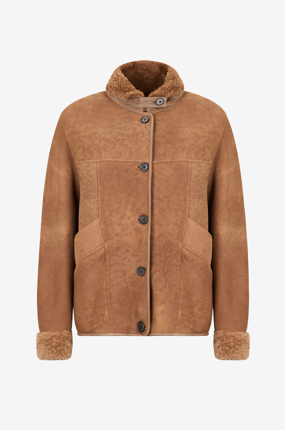 Kurze Wildleder- und Shearling-Jacke Eve