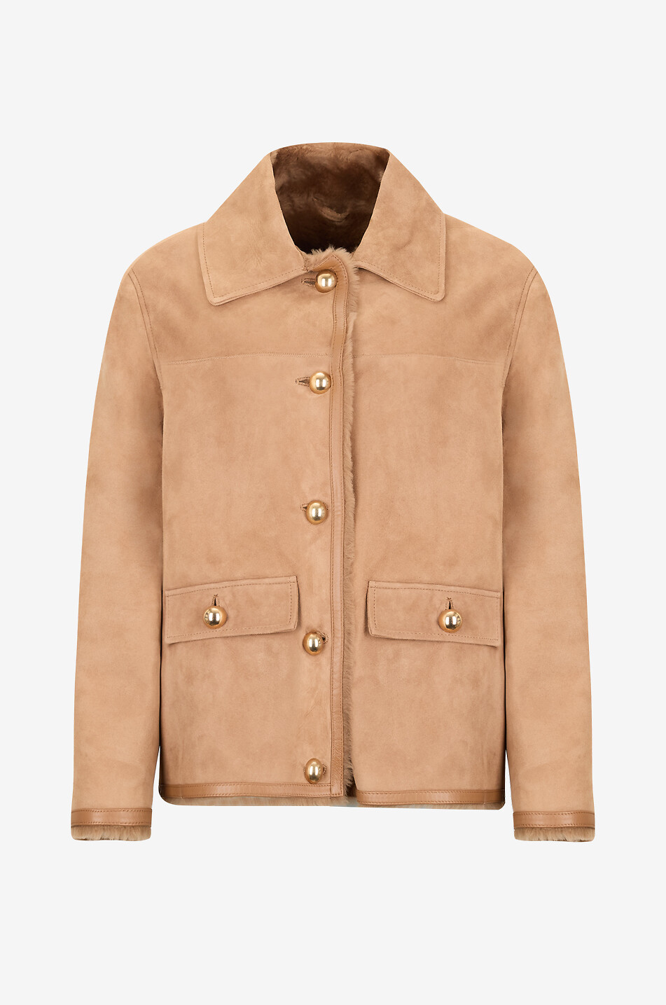 ARMA Julietta short suede shearling coat Women LIGHT BROWN 1