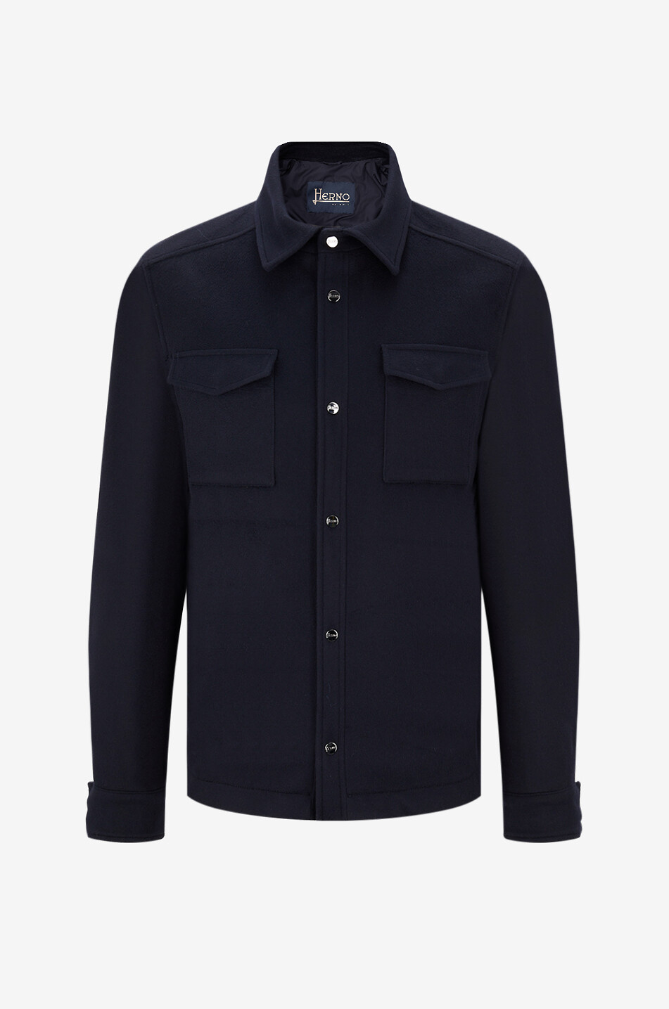 HERNO Long-sleeve flannel shirt Men DARK BLUE 1