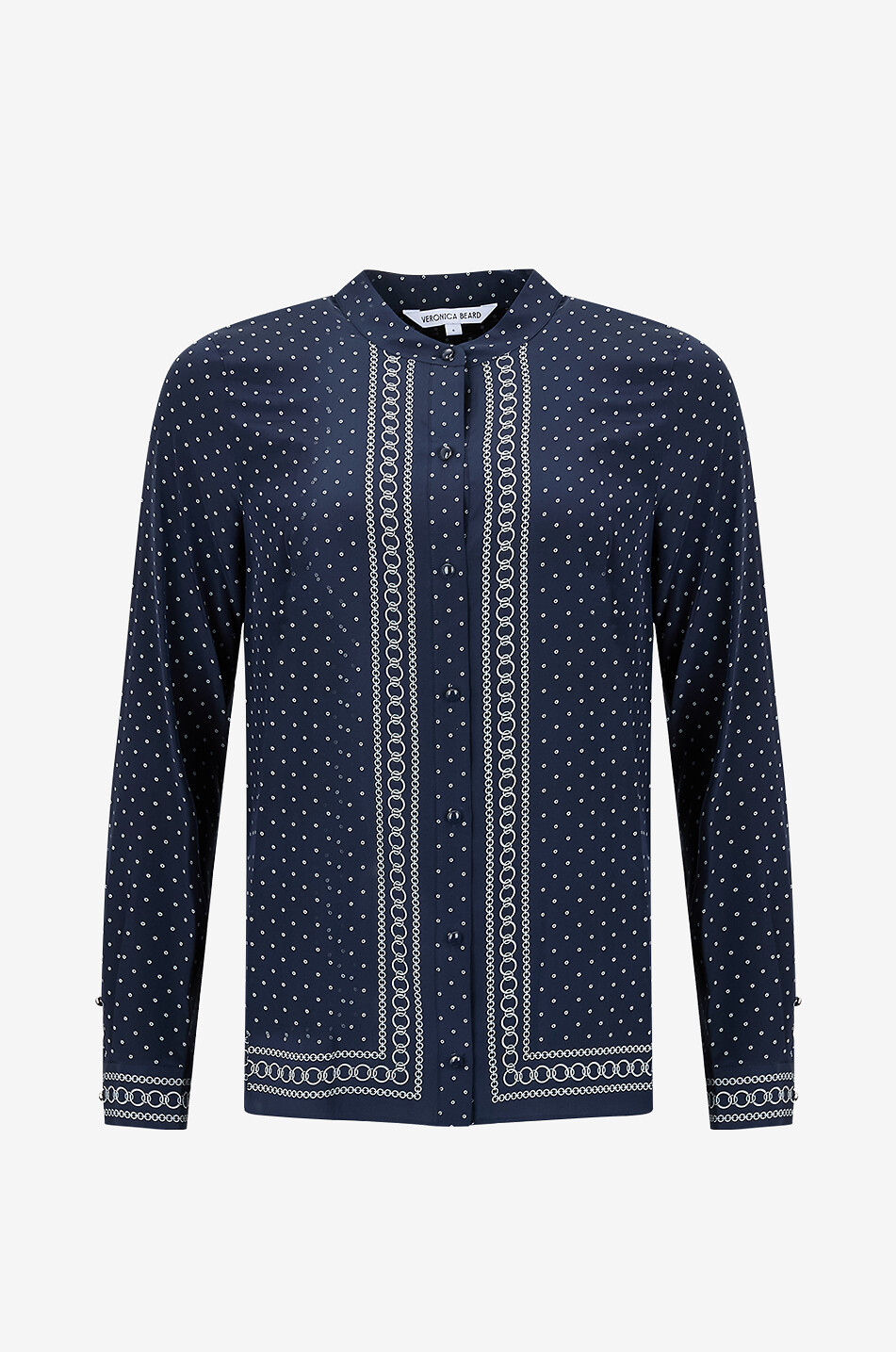 Johnson long-sleeved printed silk shirt
