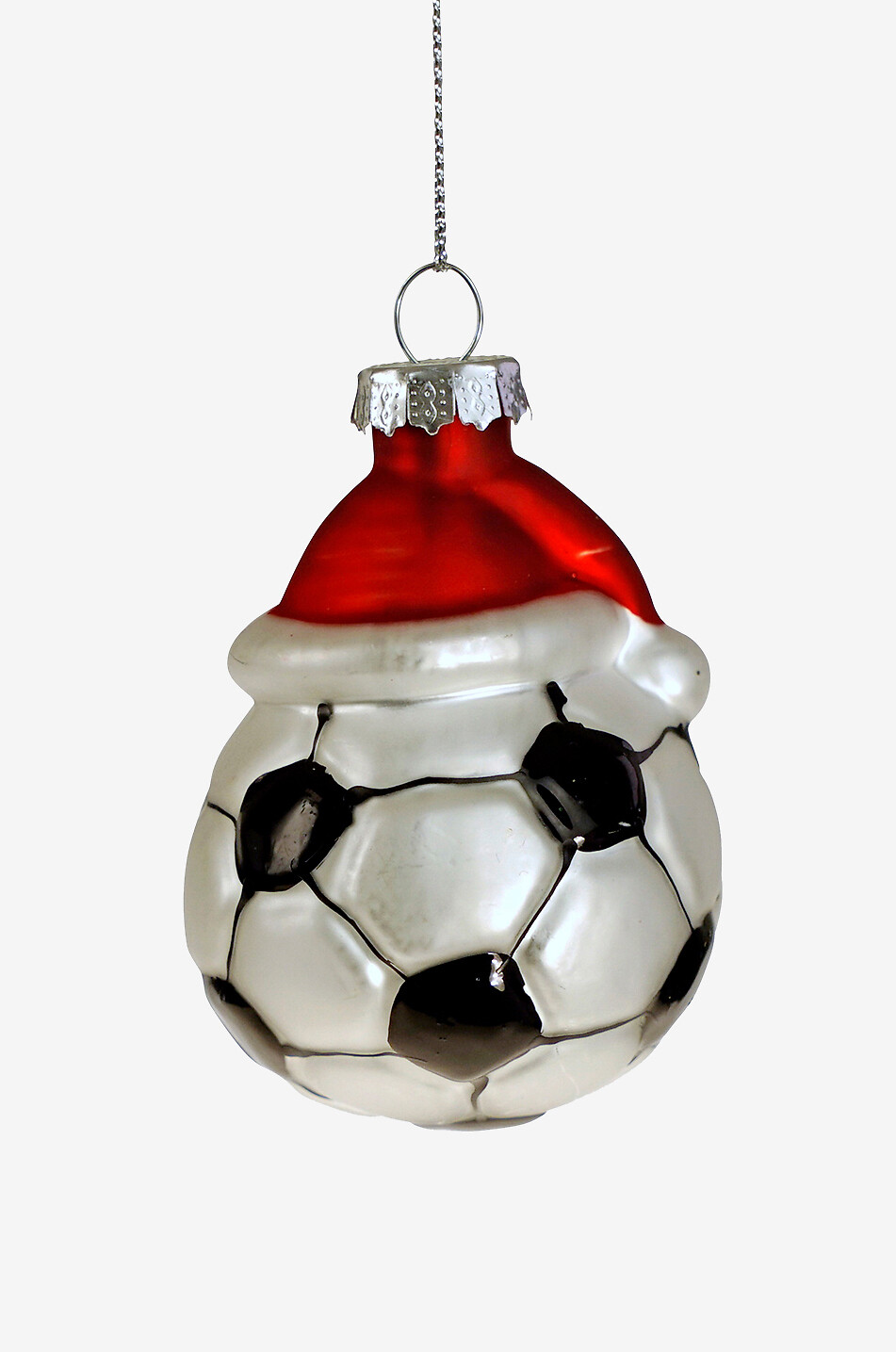 Boule de Noël en verre forme football