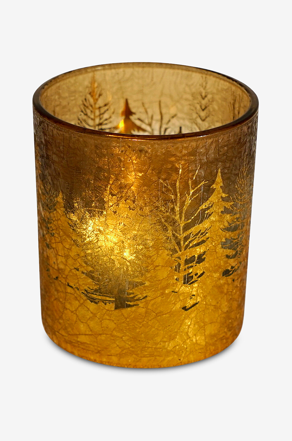 Handgefertigter Glasphotophor mit Tannenbaumdekor