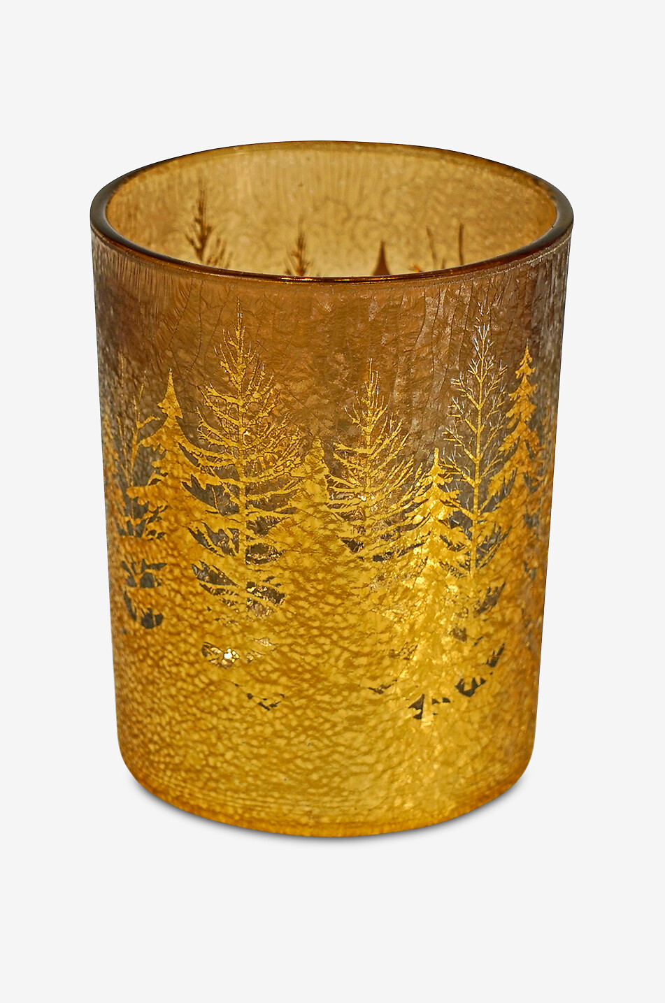 WERNER VOSS Fir tree embellished glass candle jar - L Home GOLDEN 1