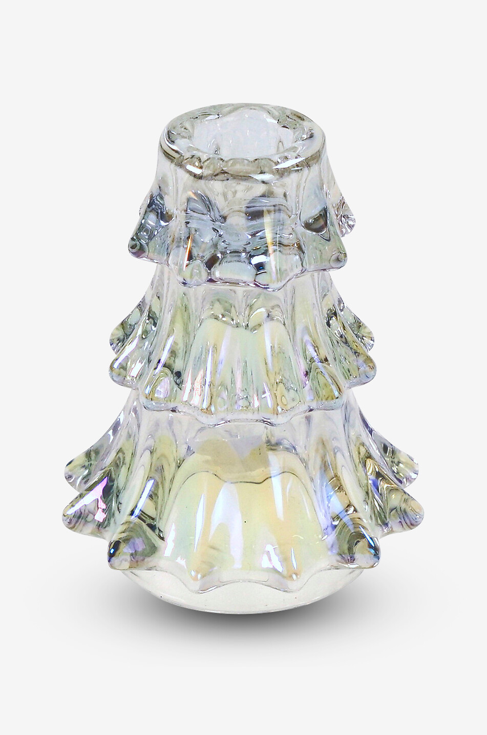 WERNER VOSS Fir tree-shaped iridescent glass candle holder - L Home WHITE 1