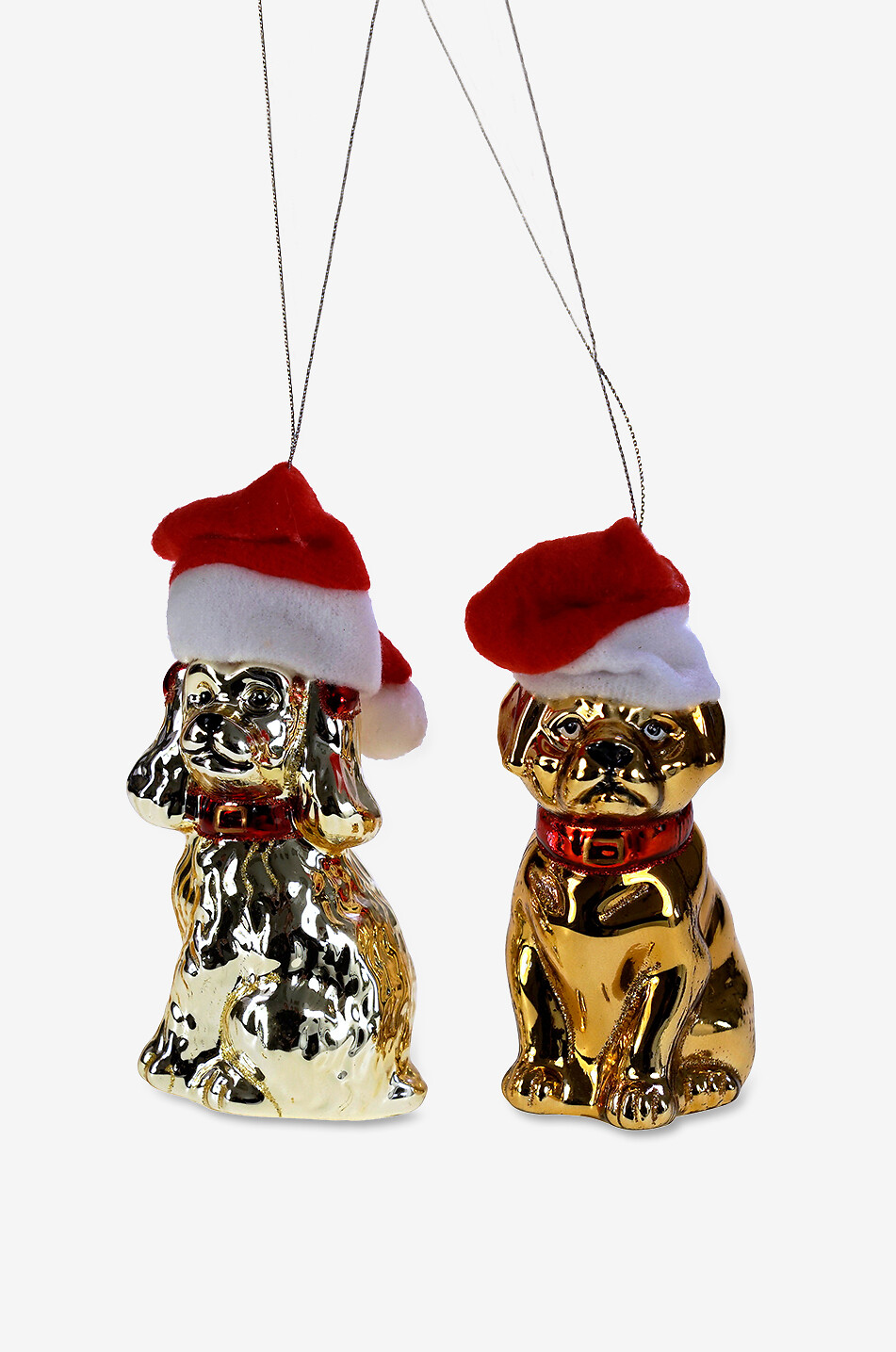 WERNER VOSS Dogs set of 2 glass Christmas hanging ornaments Home GOLDEN 1